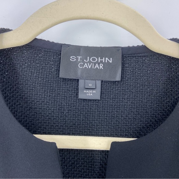 St Johns Caviar Wool Blazer Jacket Womens 10 Black One Button - Picture 4 of 8